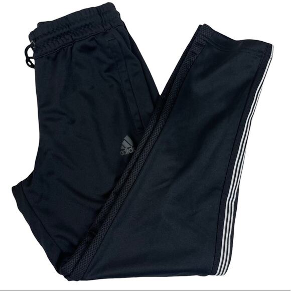 Adidas 3 Stripe Track Pant Drawstring Waist with Button and Mesh Detail Black S - Picture 1 of 10